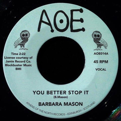 Barbara Mason ‎– You Better Stop It / I Do Love You - AOE ‎– AOE014