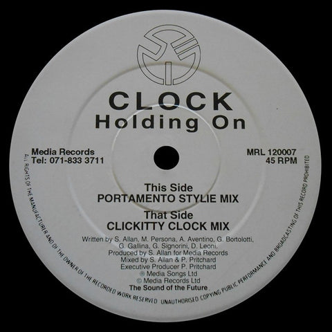 Clock - Holding On 12" MRL120007 Media Records Ltd