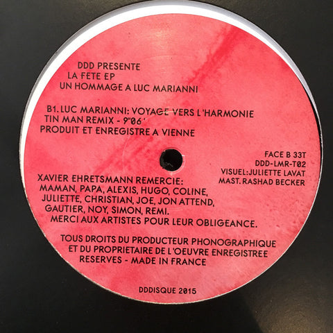 Various ‎– La Fete EP (Un Hommage A Luc Marianni) DDD - DDD-LMR-T02