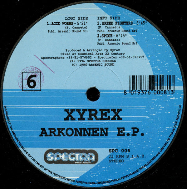 Xyrex ‎– Arkonnen EP - Spectra Records ‎– SPC 006