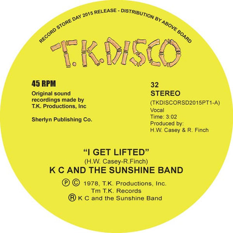 K C And The Sunshine Band - I Get Lifted 10" TKDISCORSD2015PT1 TK Disco RSD