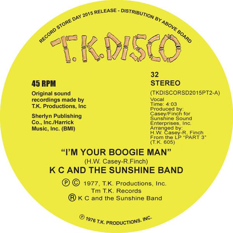 K C And The Sunshine Band - I'm Your Boogie Man 10" TKDISCORSD2015PT2 TK Disco RSD