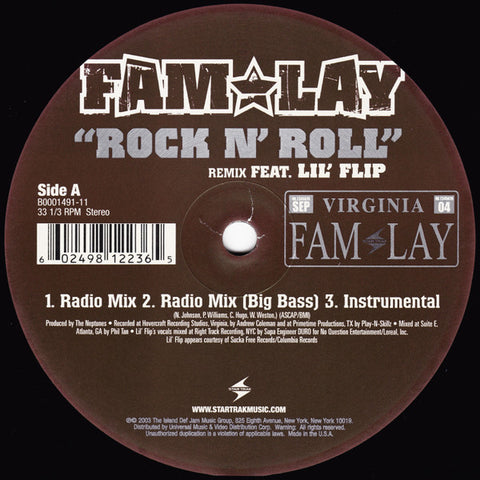 Fam-Lay Featuring Lil' Flip – Rock N' Roll (Remix) Star Trak Entertainment – B000149111
