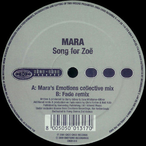 Mara – Song For Zoe - Choo Choo Records – CHCH019