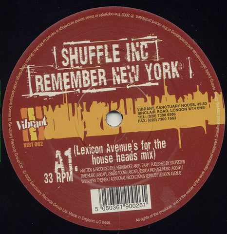 Shuffle Inc – Remember New York Vibrant – VIBT002